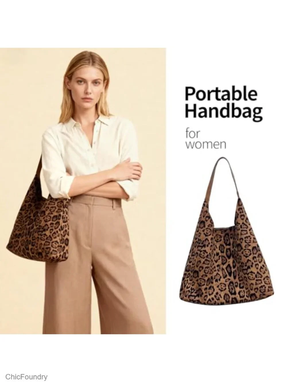 Y2K Leopard Hobo Bag for Women, Faux Suede Shoulder Bag Satchel Tote Purse